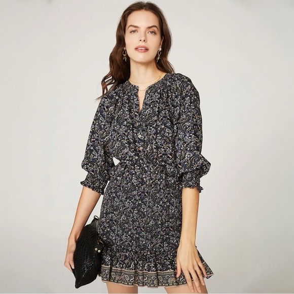 Veronica Beard dress Karlina Paisley Smocked cotton women’s size 0 long sleeve
